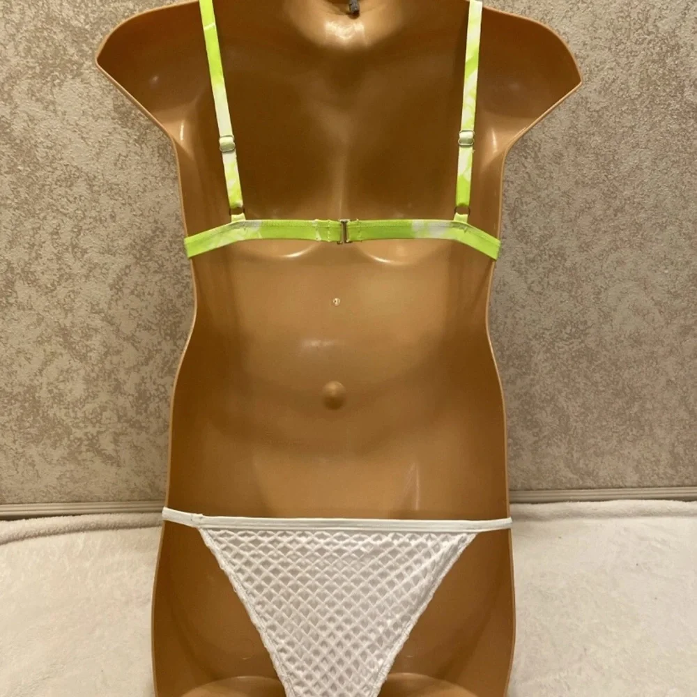 Chic Lime and White Tie Dye Bikini Set